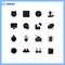 Set of 16 Commercial Solid Glyphs pack for connection, portrait, gentleman, photo, image