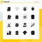 Set of 16 Commercial Solid Glyphs pack for funeral, church, gym, sweep, broom