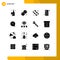 Set of 16 Commercial Solid Glyphs pack for internet, message, candy, comment, share mobile