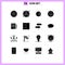 Set of 16 Commercial Solid Glyphs pack for plan, corporate, planet, competitive, share