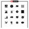 Set of 16 Commercial Solid Glyphs pack for plant, grower, voodoo, agriculture, design