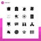 Set of 16 Commercial Solid Glyphs pack for romantic, love, stock, invite, business