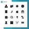 Set of 16 Commercial Solid Glyphs pack for signal, light, marketing, internet, world