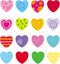 Set of 16 different hearts