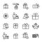Set of 16 gift thin line icons.
