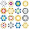 Set of 16 Hexagon star icon colorful