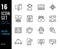 Set of 16 icons online learning thin line style