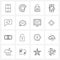 Set of 16 Modern Line Icons of comment, mobile phone, meal, mobile, smartphone