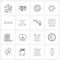 Set of 16 Modern Line Icons of user interface, menu button, discount, round, refresh