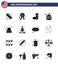 Set of 16 Modern Solid Glyphs pack on USA Independence Day rocket; white; christmas; usa; house