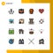 Set of 16 Modern UI Icons Symbols Signs for account, favorite, coffin, love, emoji