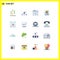 Set of 16 Modern UI Icons Symbols Signs for application, press, backup, paper, marketing