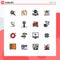 Set of 16 Modern UI Icons Symbols Signs for audit, pollution, globe, garbage, burn