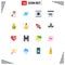 Set of 16 Modern UI Icons Symbols Signs for autumn, develop, film editing, coding, app