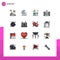 Set of 16 Modern UI Icons Symbols Signs for bell, receive, leave, message, glass