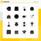 Set of 16 Modern UI Icons Symbols Signs for blog mobile, holiday, finger, eggs, right