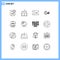 Set of 16 Modern UI Icons Symbols Signs for board, trends, ticket, time, market