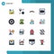 Set of 16 Modern UI Icons Symbols Signs for car, record, monitor, camera, male