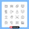 Set of 16 Modern UI Icons Symbols Signs for certification, planning, wedding, design, blueprint