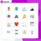 Set of 16 Modern UI Icons Symbols Signs for character, success, upload, mountain, achievement