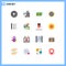 Set of 16 Modern UI Icons Symbols Signs for check, machine, dollar, compass, time