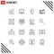 Set of 16 Modern UI Icons Symbols Signs for computer, office, laptop, workstation, power