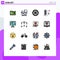 Set of 16 Modern UI Icons Symbols Signs for computer, power, shower, plug, streamline