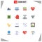 Set of 16 Modern UI Icons Symbols Signs for crime, favorite, big think, love, emoji