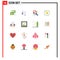 Set of 16 Modern UI Icons Symbols Signs for desire, aspiration, love, agriculture, leaf