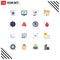 Set of 16 Modern UI Icons Symbols Signs for file, document, mail, data, paper