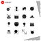 Set of 16 Modern UI Icons Symbols Signs for film, police, baby, building, minus