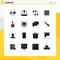 Set of 16 Modern UI Icons Symbols Signs for goal, financial, gdpr, finance, power