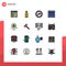 Set of 16 Modern UI Icons Symbols Signs for heart, location, export, flower, code