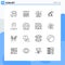 Set of 16 Modern UI Icons Symbols Signs for home, floor, city life, upstairs, tea