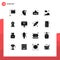 Set of 16 Modern UI Icons Symbols Signs for hotel, webcam, board, camera, sun