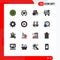 Set of 16 Modern UI Icons Symbols Signs for insurance, hospital, university, bed, prince