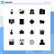 Set of 16 Modern UI Icons Symbols Signs for internet, new, castle, folder, house