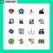 Set of 16 Modern UI Icons Symbols Signs for management, travel, publish, transport, chair lift