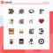 Set of 16 Modern UI Icons Symbols Signs for mind, head, human, education, weather