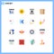 Set of 16 Modern UI Icons Symbols Signs for mind, human, preserves, loaf, food