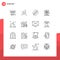 Set of 16 Modern UI Icons Symbols Signs for mission, flag, hotdog, achievement, game