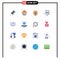 Set of 16 Modern UI Icons Symbols Signs for music, collection, typewriter, online, internet