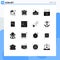 Set of 16 Modern UI Icons Symbols Signs for refregerator, shop, close, pumpkin, halloween