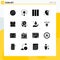 Set of 16 Modern UI Icons Symbols Signs for room, mind, search, map, head