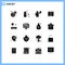 Set of 16 Modern UI Icons Symbols Signs for router, device, hand, message, comment