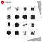 Set of 16 Modern UI Icons Symbols Signs for security, processor, water, location, locker