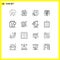 Set of 16 Modern UI Icons Symbols Signs for sign board, advertising, wish, advertisement, lemonades