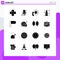 Set of 16 Modern UI Icons Symbols Signs for sign, weapons, center, terrorism, bomb