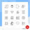 Set of 16 Modern UI Icons Symbols Signs for sports, healthcare, exit, skin cleansing, body soothing