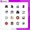 Set of 16 Modern UI Icons Symbols Signs for statistics, chart, school, summer, drink